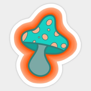 Teal Tie Dye Trippy Mushroom Sticker